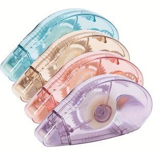 Non-Waterproof PE Material - 4-Pack Double-Sided Tape Rollers - Plastic Surface Compatible Adhesive Craft Tape - For Scrapbooking, School, Office Journaling Supplies