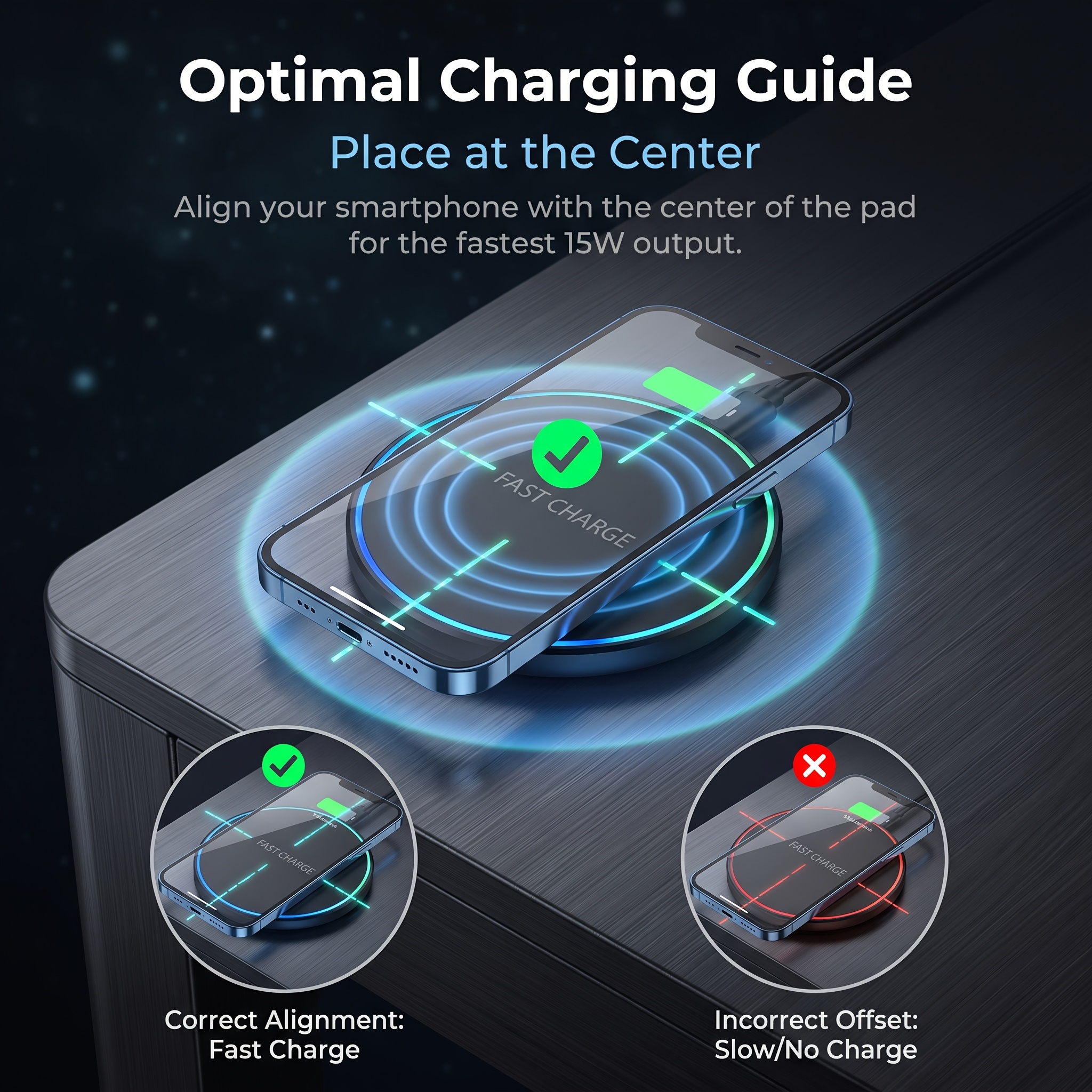 15W Wireless Charger, Suitable for Iphone 17 16 15 14 13 12 11 Pro Max, Other Phones, Inductive Wireless Charging Board, USB Type-C, Very Suitable for Office, Home, Travel, Black And White, Exquisite And Compact, Round And Lightweight Design