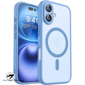 Phone Case - 2pcs: 1 Case And 1 Phone Stand Premium Magnetic Protective Case for Iphone 17, 16, 15, 14, 13, 12, 11 Pro Max Plus 16E, Designed for Wireless Charging with a Matte Translucent End
