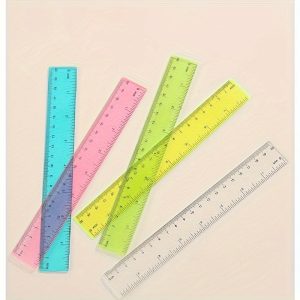 5pcs Set of Bright Color Transparent Plastic Rulers - Precise 8-Inch Measuring Tools for Students, Office, and Home Use - Durable, Easy-to-Read, Space-Saving Design