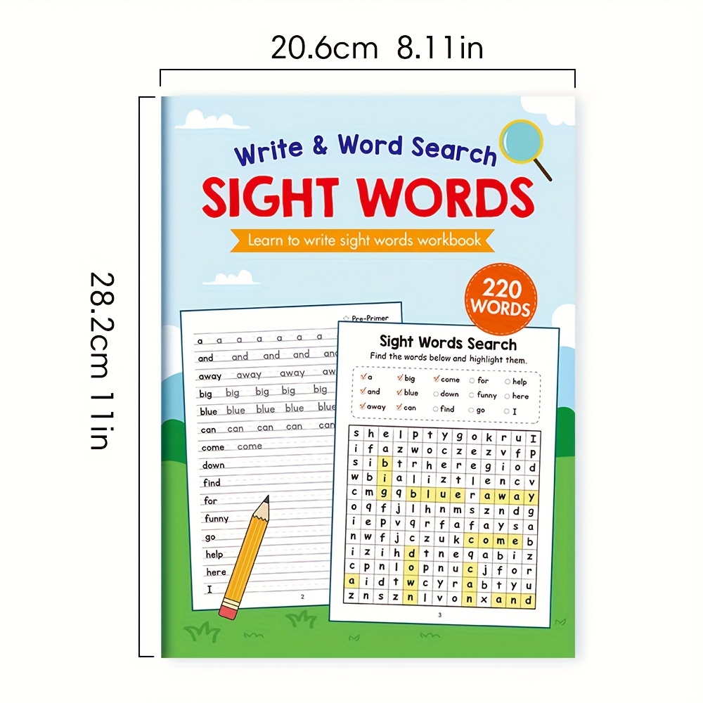 A 32-Page, Mixed-Color Paper Learning Book with 220 Common Words, Including Word Search Games, Suitable for Learning Activities, Home Education Supplies, And Christmas Gifts