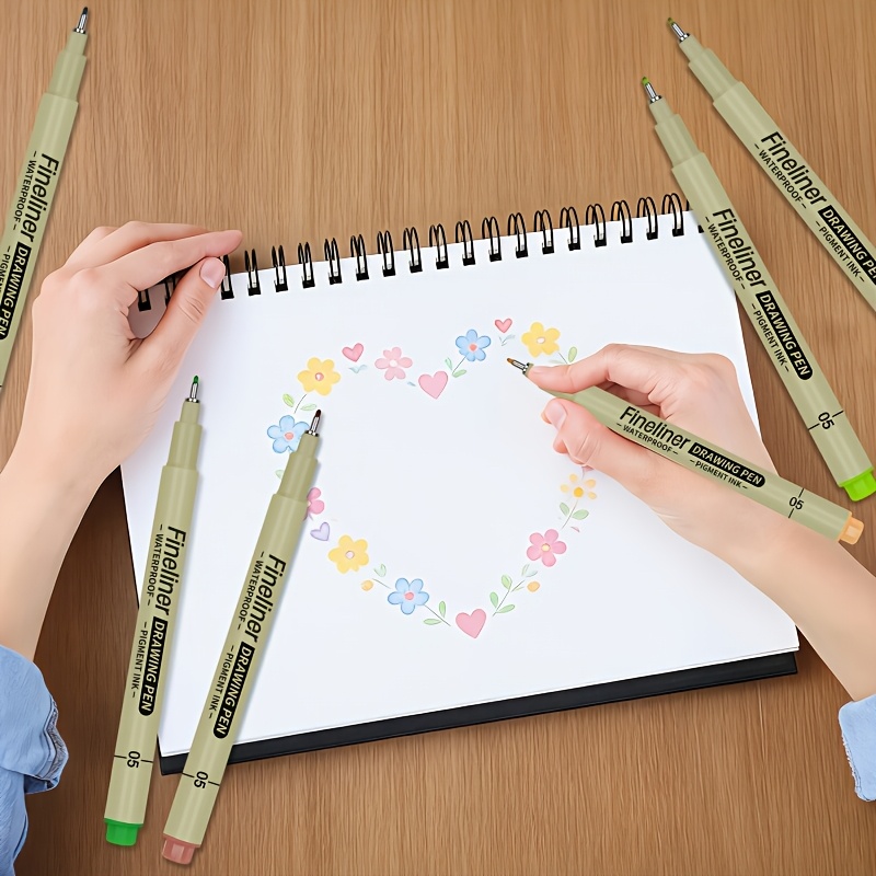 12-Color Fine Point Pen Set - Lightweight Durable Plastic Drawing Pens with Ink for Line Art, Sketching, Journaling, Dot Art, Cartooning - Ideal for Artists, Office Use – Perfect for Professional Artistic Use