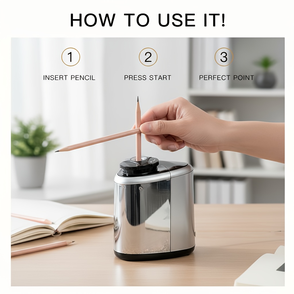 Electric Pencil Sharpener — Quickly Sharpens Pencils in Seconds, Automatically Stops to Prevent Lead Breakage, Battery-powered, Portable Perfect Desk Stationery Tool. Electric Pencil Sharpener/back-to-school Electric Sharpener - Suitable for Travel - Image 8