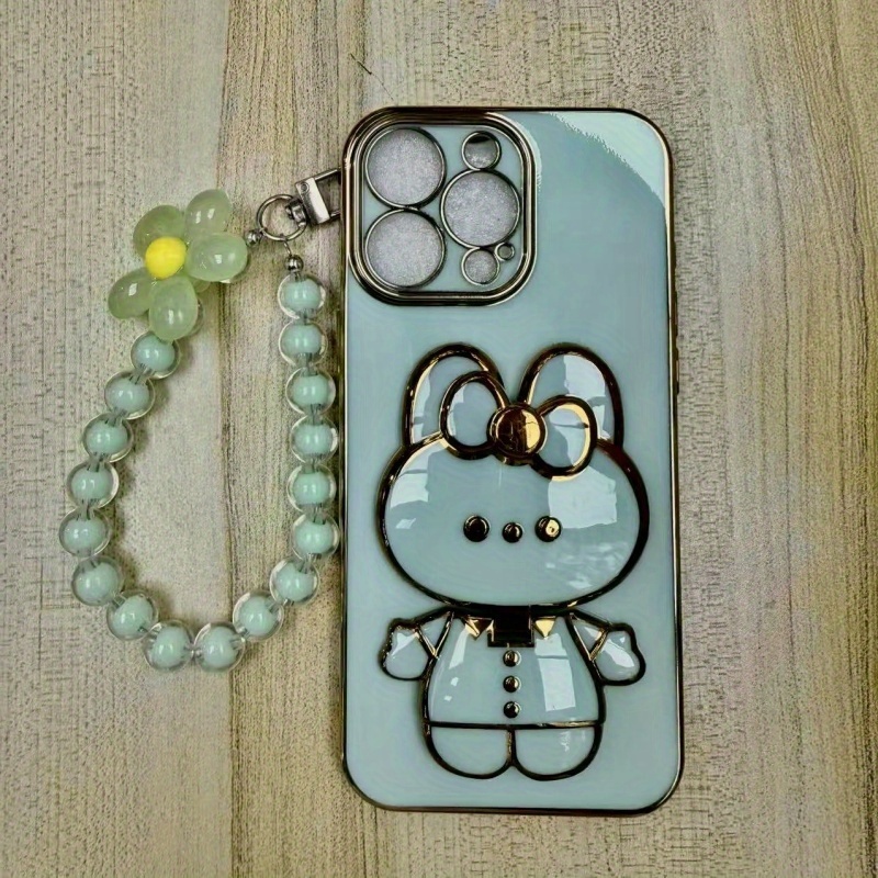 Phone Case - New Fashionable Phone Case Suitable for Iphone 11 12 13 14 15 16 16Pro 15Pro Max 16Plus Phone Case, Rabbit 3D Stand Ultra-Thin Electroplated Soft Phone Case Protective Case with Hand Chain - Image 9