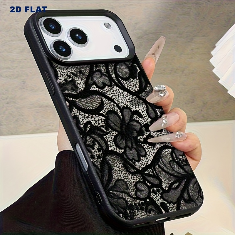 Phone Case: 2D Flat Lace Pattern 7/8 Plus Drop-Proof Soft Case, Simple and Premium Air Cushion Case for iPhone 14 Pro Max, Apple 13 Phone Case, Couple's XS Max, New 12 Pro Drop-Proof XR Frosted 11 Case for Men and Women, 13 Full-Coverage 15 PRO Soft