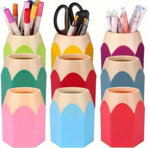 4 Colorful Pencil Holders - Adorable Desk Organizer, Random Colors, PE Plastic Cup with Boxed Stationery Organizer, Suitable for Home and Office Decor, Creative Stationery Stand, Featuring Light Tones, Ideal for or Personal Workspace Storage