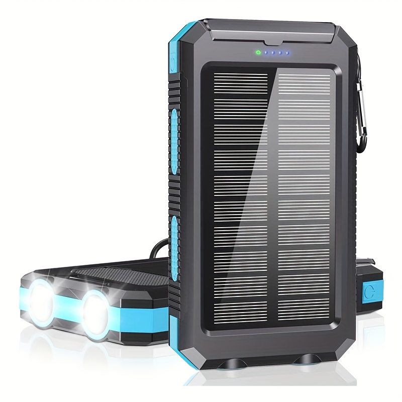 10000/20000Mah Solar Power Bank, External Backup Battery Pack with USB C Input/Output/Led Flashlight, Compatible with Samsung, Ipad, Suitable for Outdoor And Camping Quick Charger with Dual USB Ports, Built-In LED And Compass, Compatible with All - Image 7