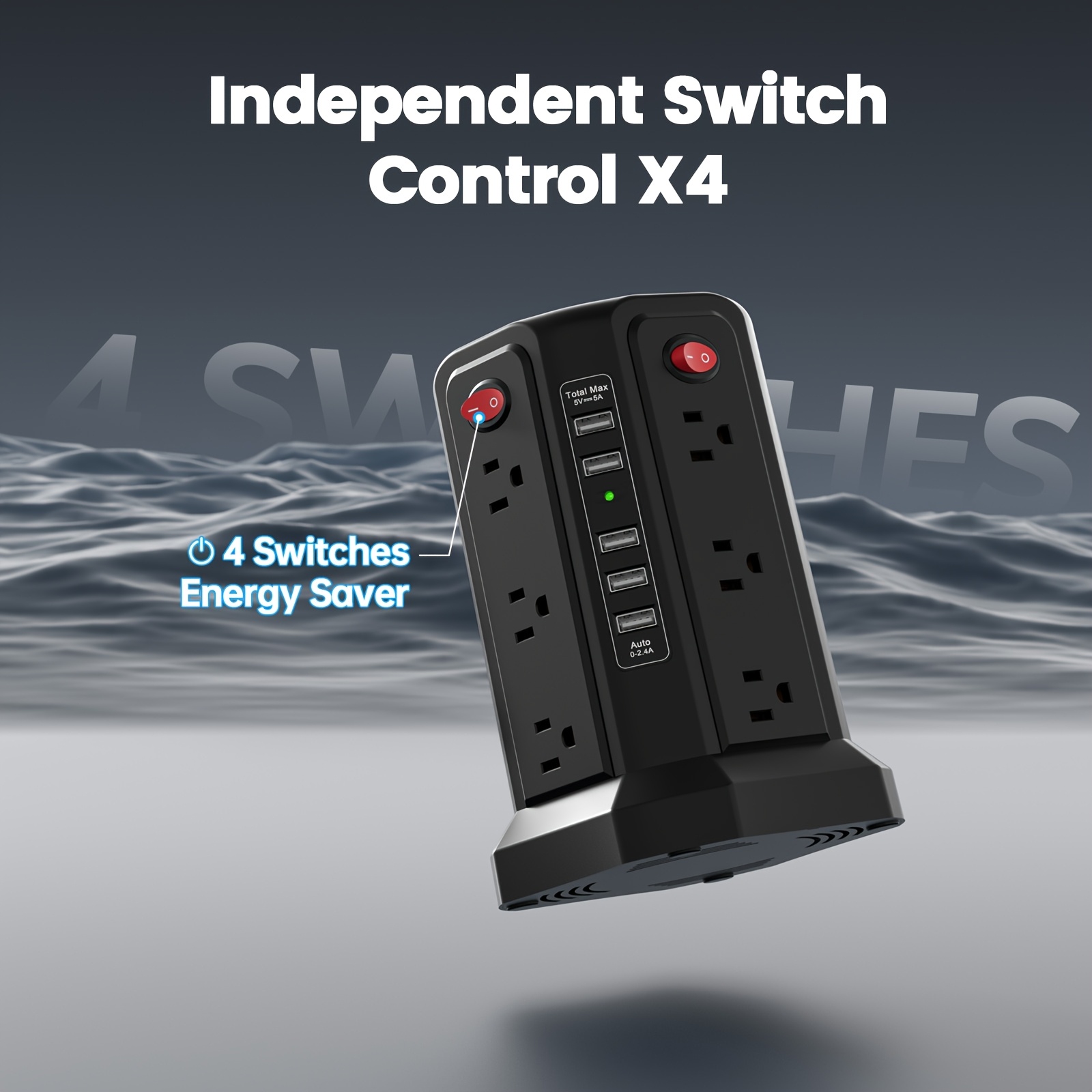10ft/6ft Extension Cord with Multiple Outlets, 17in 1 Surge Protector, Power Board with USB Ports, 5 USB Interfaces, PD18W/20W Fast Charging, with A Night Light Multi Plug Outlet Charging Station, Suitable for Home Office And Dormitory Use