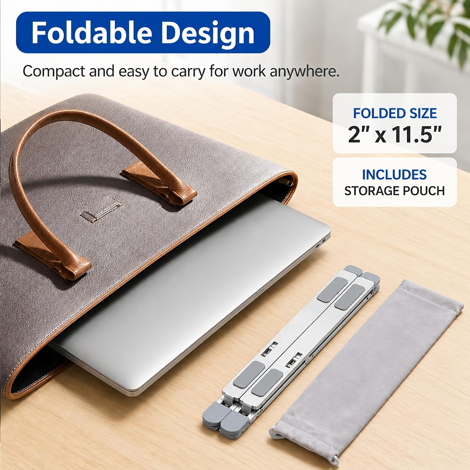 Metal Dual-Layer Laptop Stand, Foldable Portable Height Adjustable Notebook Riser Holder, Ergonomic Cooling Elevated Base Compatible with 10-15 Inch Laptops