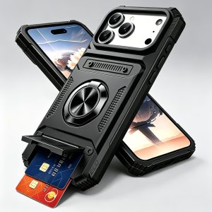 Phone Case: Heavy Antifall Hard Case with Stand and Card Slot for iPhone 18 Pro Max 17 Pro Max 16 Pro Max