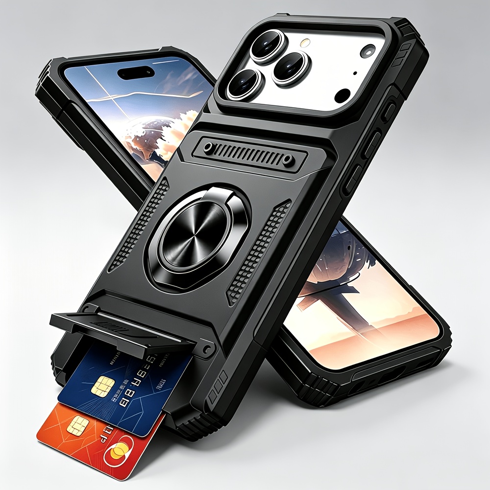 Phone Case: Heavy Antifall Hard Case with Stand and Card Slot for iPhone 18 Pro Max 17 Pro Max 16 Pro Max