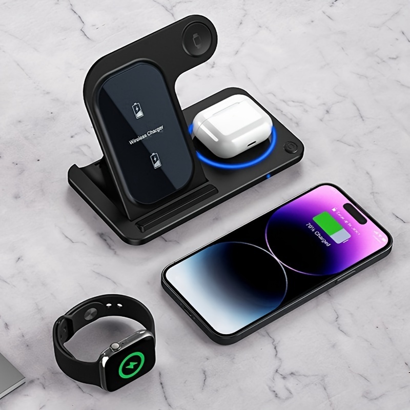 3 in 1 Foldable Wireless Charger, Fast Wireless Charging Station Stand Dock for Iphone 17/16/15/14/13/12/11/ Pro/Max/Mini/8/Plus/ X/XR/XS/X/SE, for Iwatch Ultra2/Ultra/9/8/7/6/ 5/4/3/2/1/SE, for Airpods 3/2/Pro2/Pro - Image 4