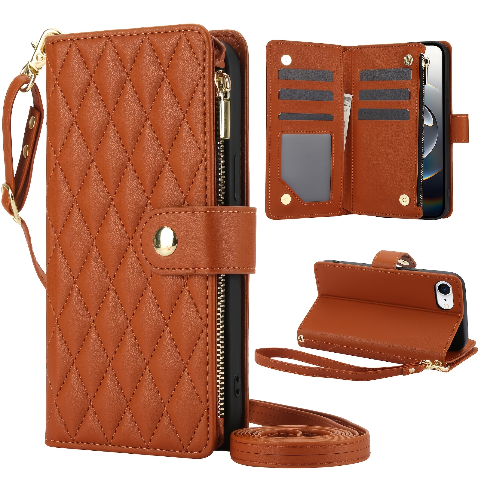 Wallet Case for iPhone 17/ 16e/ 16/ 15/ 14/ 13/ 12/ 11 Pro Max/ XR/ X/ XS/ XS Max/ 16 Plus/ 12 Mini/ 13 Mini/ SE 2020/ SE 2022/ Air 2025, Adjustable Crossbody Zipper Purse Case Card Holder with Kickstand Detachable Wrist Strap, Flip Folio Case - Image 63
