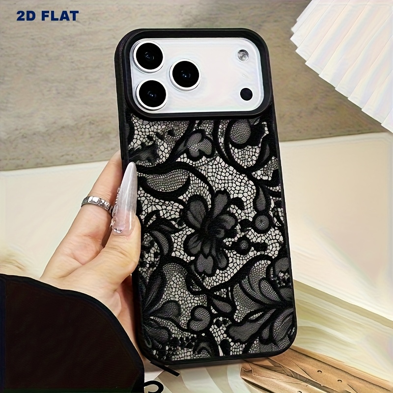Phone Case: 2D Flat Lace Pattern 7/8 Plus Drop-Proof Soft Case, Simple and Premium Air Cushion Case for iPhone 14 Pro Max, Apple 13 Phone Case, Couple's XS Max, New 12 Pro Drop-Proof XR Frosted 11 Case for Men and Women, 13 Full-Coverage 15 PRO Soft