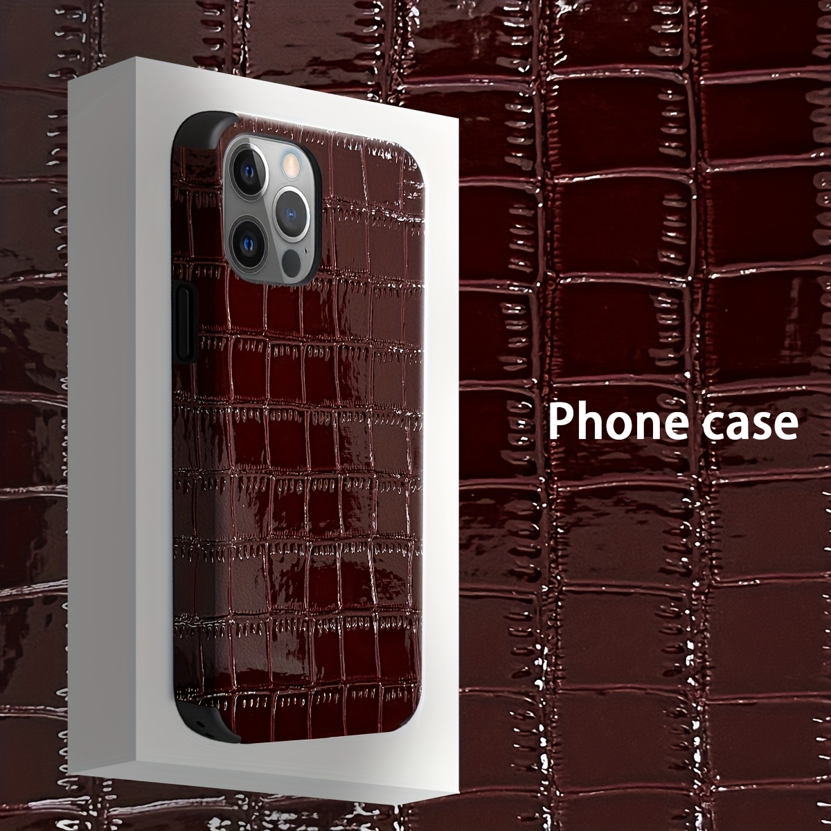 1pc of Glossy Crocodile Pattern Phone Case with Animal Design, Mirror Finish, Made of Synthetic Faux Leather, Shockproof And Sound-Transparent Design, Suitable for Iphone 17, Apple 16 Pro Max, for Iphone 11/12 Pro/13/14 Plus/15 Pro Max