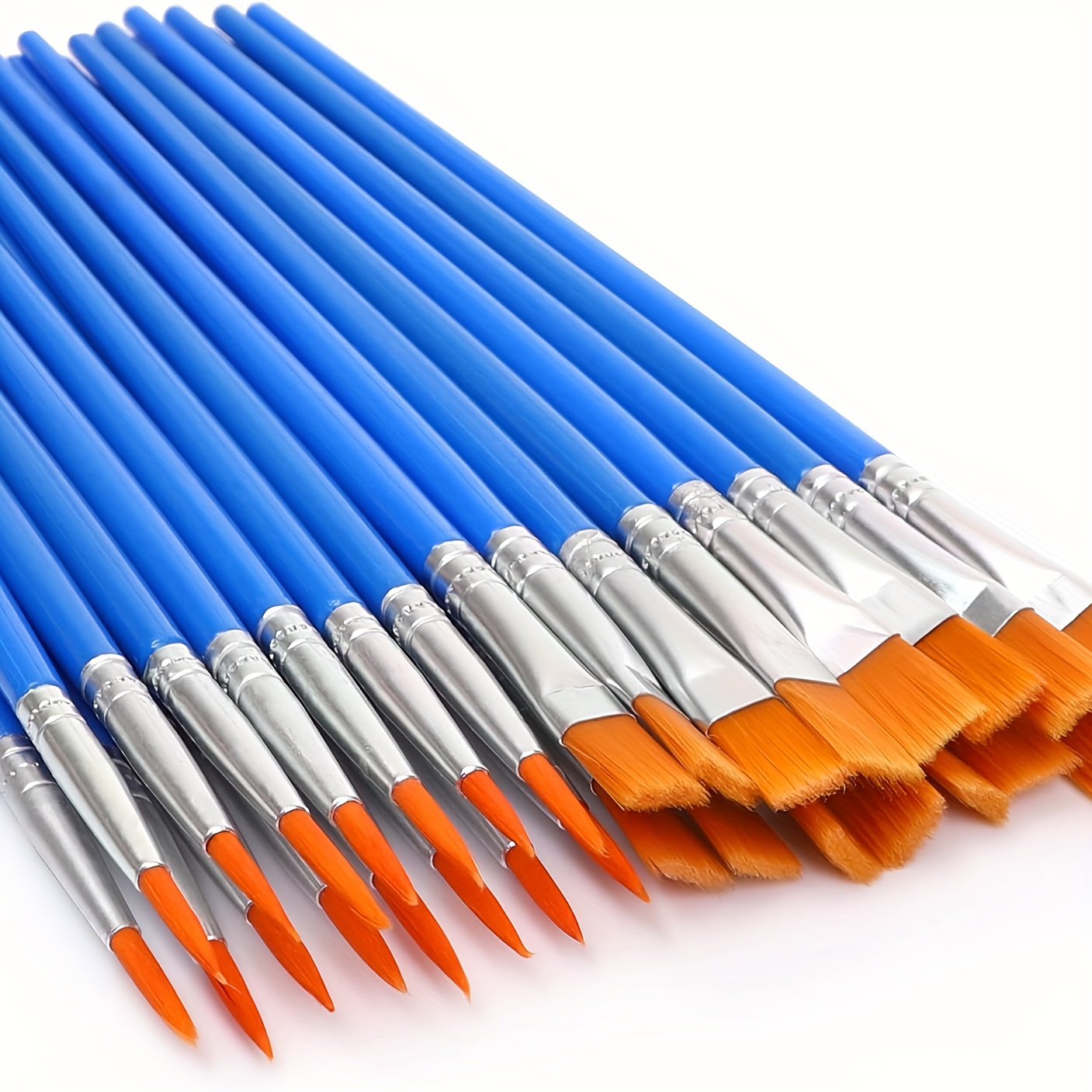 30pcs A Pack Of Nylon Hair Pointed Brush Flat Head Brush for Water Powder Watercolor Acrylic Paint Art Painting Small Brush Painting Brush Hook Line Line Doodle