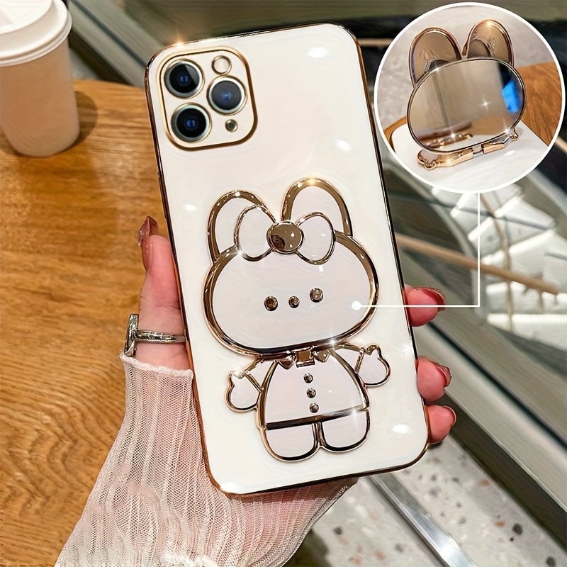 Phone Case - New Fashionable Phone Case Suitable for Iphone 11 12 13 14 15 16 16Pro 15Pro Max 16Plus Phone Case, Rabbit 3D Stand Ultra-Thin Electroplated Soft Phone Case Protective Case with Hand Chain