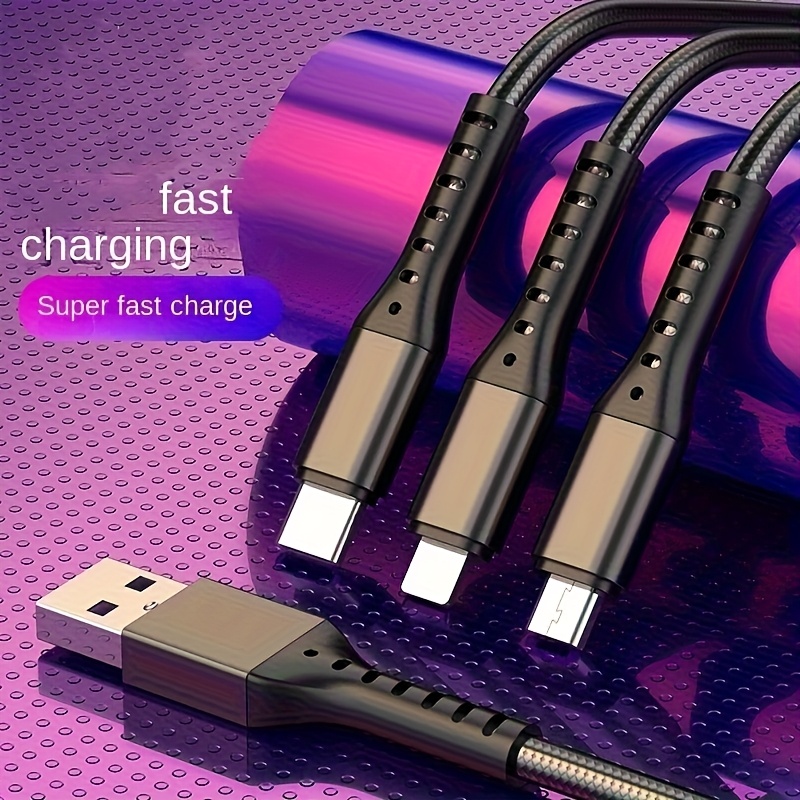 1pc Data Cable Three In One MAX 66w Super Fast Charging Three In One Heads Charger Multifunctional Suitable for iPhone/Android/type-c