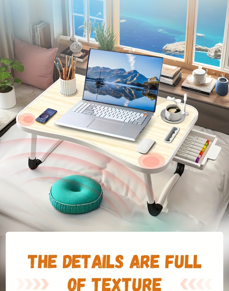 Extra Large Portable Laptop Folding Desk - Study Table, Sturdy and Durable, Ideal for Reading, Writing, and Eating on Beds, Sofas, and Floors. Multi-functional Tray Stand, Bed Table, Laptop Desk, No Assembly Required, Perfect Holiday Gift