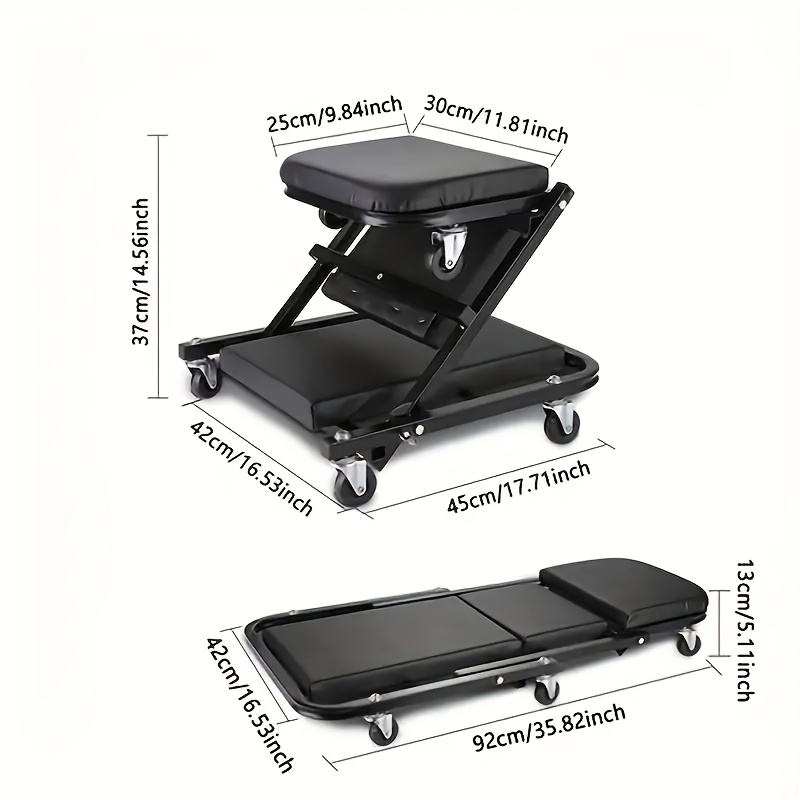 Auto Repair Bench with Roller Moving Tool Tray(Sold Separately), 2-in-1 Track, 36inch; Z Track Seat, Load Capacity Garage Chair Adjustable Rolling Folding Track ; Wheels.A Gift for the Family - Image 5