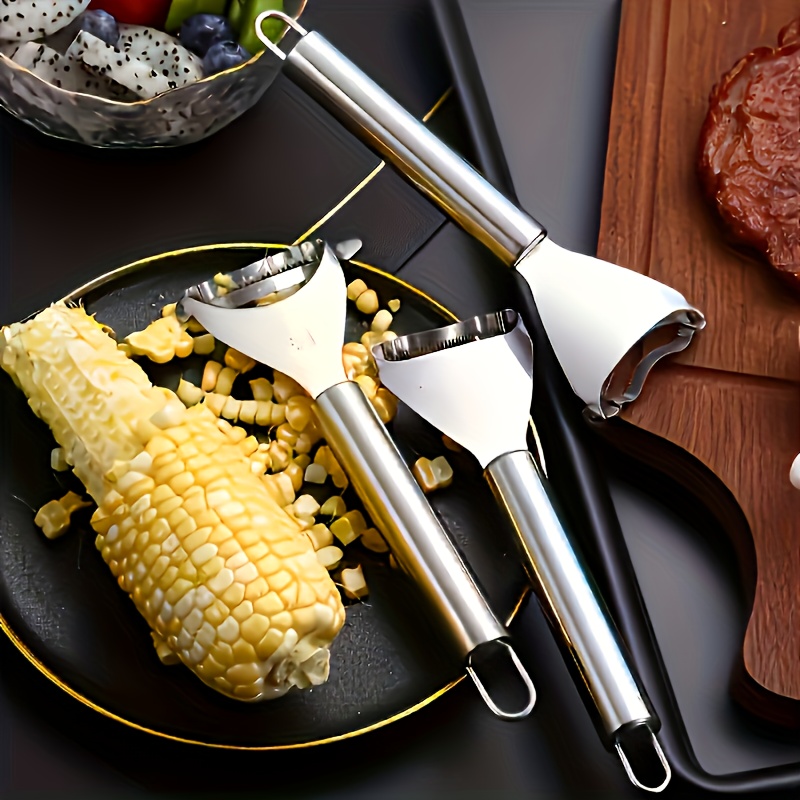 A Stainless Steel Corn Peeler, a Kitchen Gadget for Removing Corn Husks, And a Corn Kernel Separator