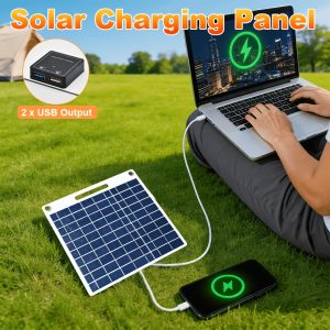 3W-10W Solar Charging Panel with 1 USB Charging Ports, High-Efficiency Outdoor Photovoltaic Solar Panel, Portable Phone Charger, Emergency Solar Generator. Compatible with Small Fans, Flashlights, Power Banks