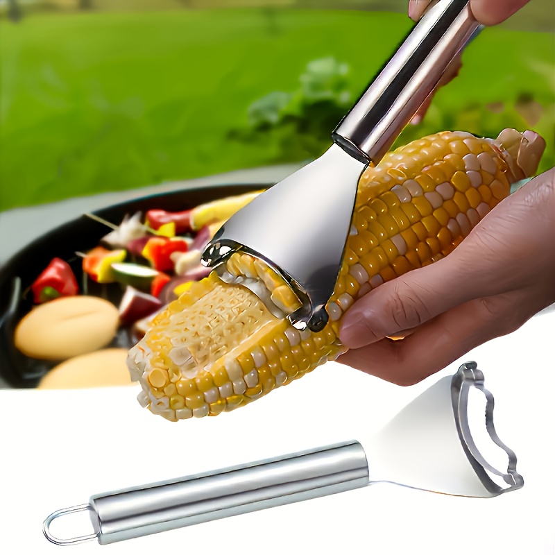 A Stainless Steel Corn Peeler, a Kitchen Gadget for Removing Corn Husks, And a Corn Kernel Separator