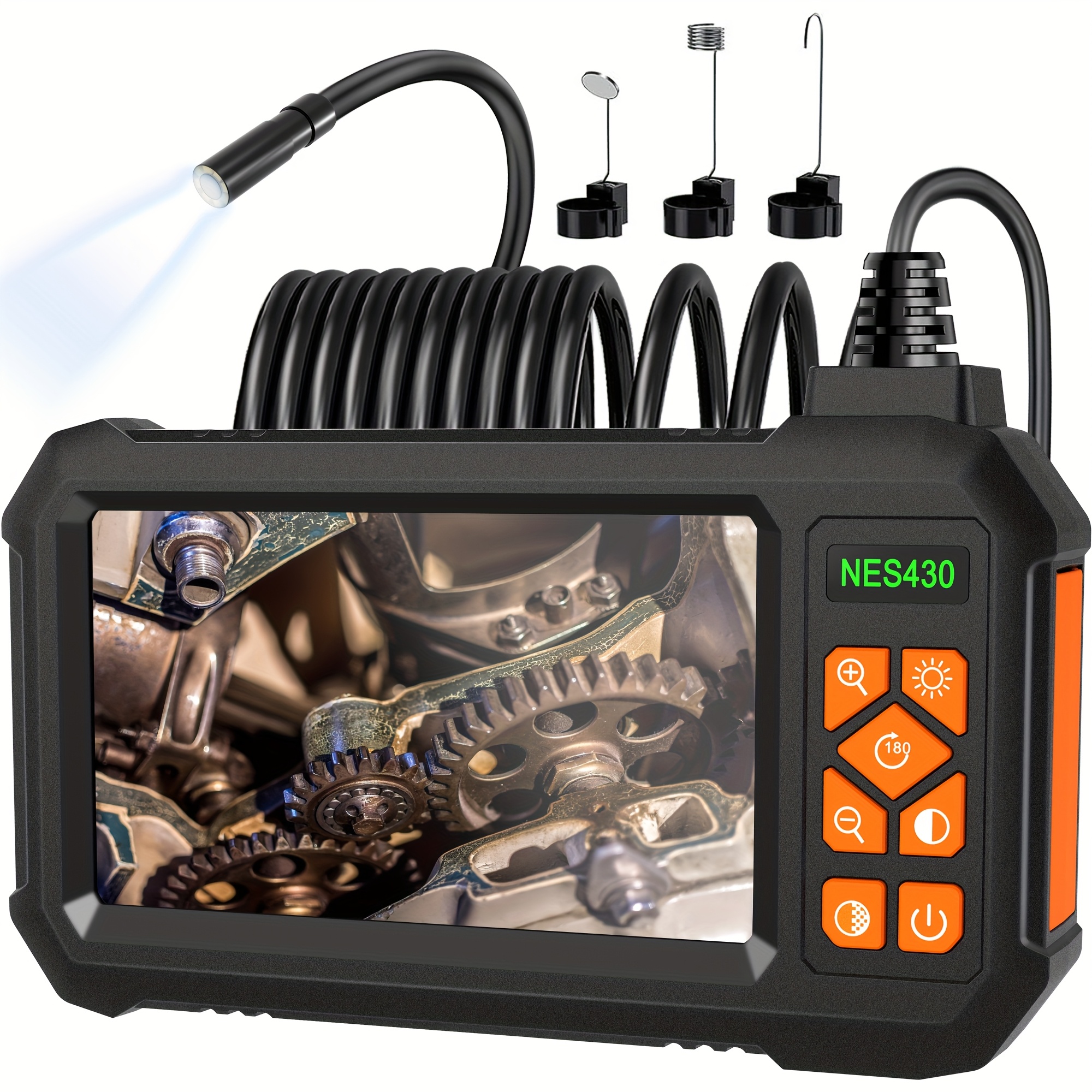 1pc 1/5/10/20M Inspection Endoscope Camera with Light, 1080P HD Borescope Camera with Light, 4.3" IPS Screen, IP67 Sewer Camera Borescope, Semi-Rigid Cord Drain Pipe Camera Cool Gadgets Tool
