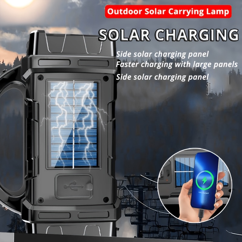 B B BRIGHT Multifunctional Solar Portable Lamp, LED with COB Emergency Light, USB Charging, Protection, Front And Rear Dual Light Source Illumination, Can Charge Mobile Phones, White And Yellow Light Flashlight, Suitable for Camping, Hiking, Repair