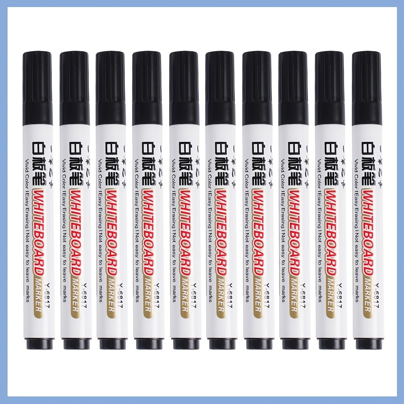10 Erasable Whiteboard Pens, Large Capacity, for Teachers, Blackboard, Drawing Board, Black And Colored, Easy to Erase - Image 2