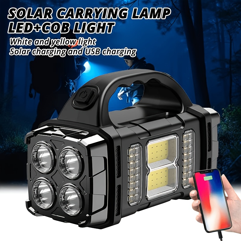 B B BRIGHT Multifunctional Solar Portable Lamp, LED with COB Emergency Light, USB Charging, Protection, Front And Rear Dual Light Source Illumination, Can Charge Mobile Phones, White And Yellow Light Flashlight, Suitable for Camping, Hiking, Repair - Image 5
