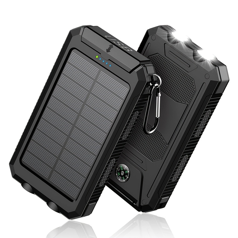 Solar Charger, 10000mAh Solar Mobile Power Bank, External Spare Battery Pack with USB C Input/output/LED Flash, Compatible with Samsung, iPad, Outdoor, Camping with Dual USB Ports Built-in LED and Compass, Suitable for All Phones - Image 7