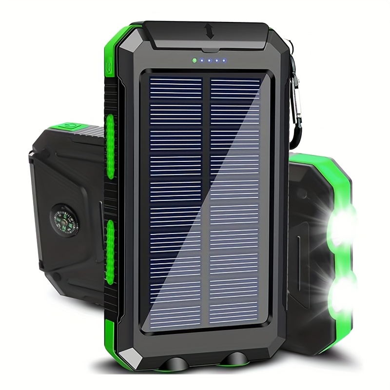 10000/20000Mah Solar Power Bank, External Backup Battery Pack with USB C Input/Output/Led Flashlight, Compatible with Samsung, Ipad, Suitable for Outdoor And Camping Quick Charger with Dual USB Ports, Built-In LED And Compass, Compatible with All - Image 5