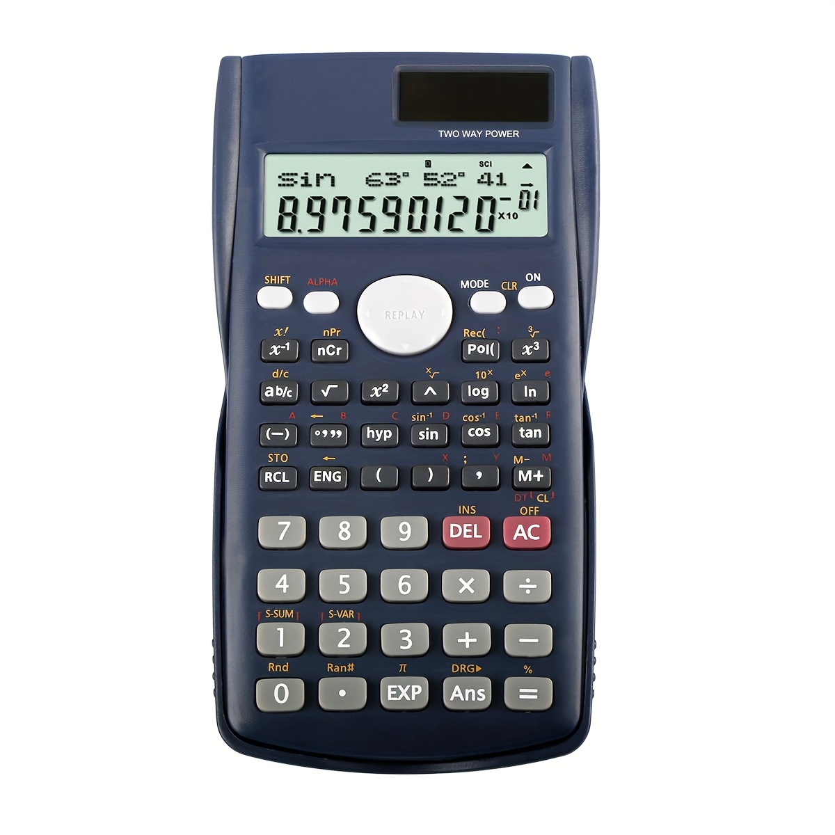 Scientific Calculator - 85MS Solar-Powered - with 2-Line LCD Display, Fraction & Statistical Calculations - Trigonometry & Logarithmic Functions for School, College, High School, Engineers & Math Students