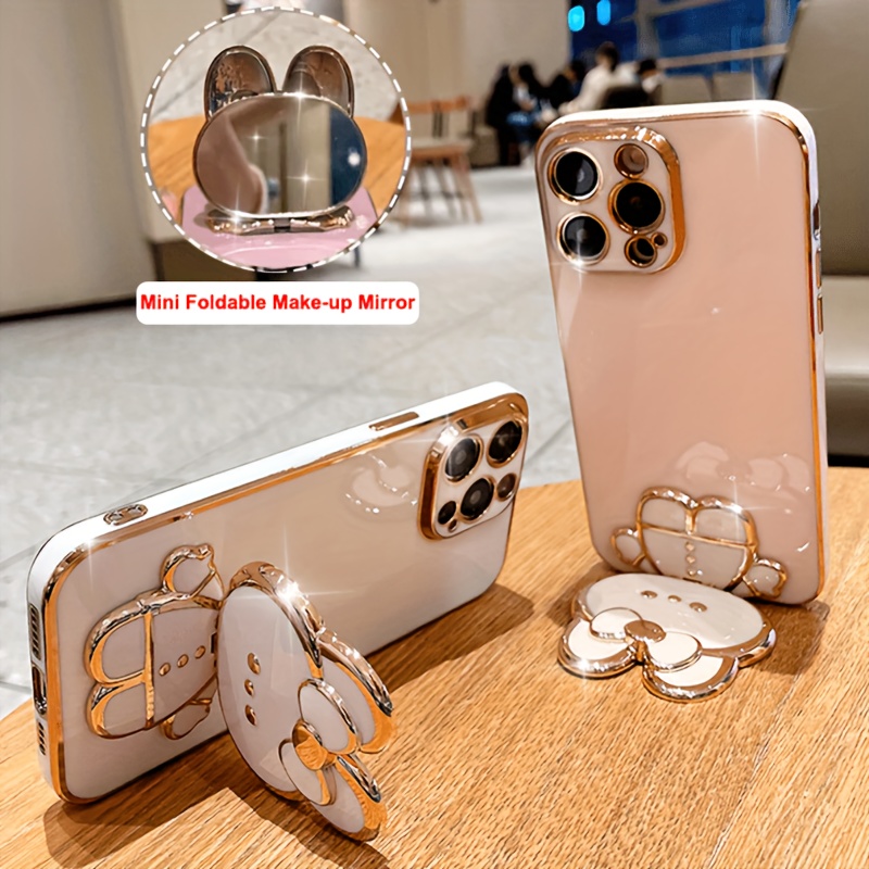 Phone Case - New Fashionable Phone Case Suitable for Iphone 11 12 13 14 15 16 16Pro 15Pro Max 16Plus Phone Case, Rabbit 3D Stand Ultra-Thin Electroplated Soft Phone Case Protective Case with Hand Chain
