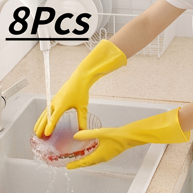 8 Yellow Dishwashing Gloves Comfortable And Durable, Very Suitable for Kitchen, Bathroom And Outdoor Cleaning, Very Suitable for Efficient Dishwashing And Surface Cleaning, Dishwashing Gloves | Yellow