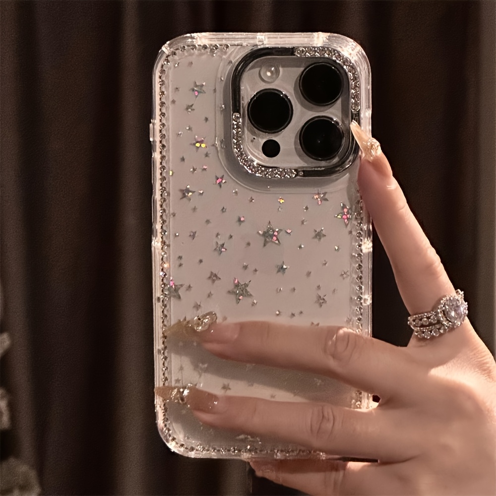 Phone Case: Luxury Rhinestone Fashion Phone Case, Sparkling Crystal Border Starry Transparent Drop-Proof Case, Suitable for iPhone 17 Pro Max, 17 Air, 16, 15, 14, 13 Pro Max. Christmas Gift, New Year's Gift, Easter Gift, Halloween Gift, for Friends