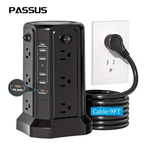 10ft/6ft Extension Cord with Multiple Outlets, 17in 1 Surge Protector, Power Board with USB Ports, 5 USB Interfaces, PD18W/20W Fast Charging, with A Night Light Multi Plug Outlet Charging Station, Suitable for Home Office And Dormitory Use