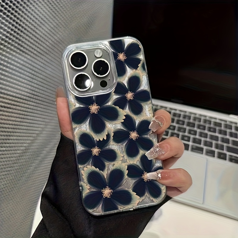 Phone Case - Phone Case Premium Feather Case, Adorned with Black And Purple Floral Pattern Suitable for 16/16Plus/16Pro/16Promax/15/15Plus/15Promax/14/14Plus/14Pro/14Promax, 13/13Pro/13Promax, 12/12Pro/12Promax, 11/11Pro Max - Image 3