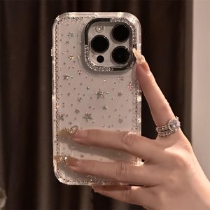 Phone Case: Luxury Rhinestone Fashion Phone Case, Sparkling Crystal Border Starry Transparent Drop-Proof Case, Suitable for iPhone 17 Pro Max, 17 Air, 16, 15, 14, 13 Pro Max. Christmas Gift, New Year's Gift, Easter Gift, Halloween Gift, for Friends