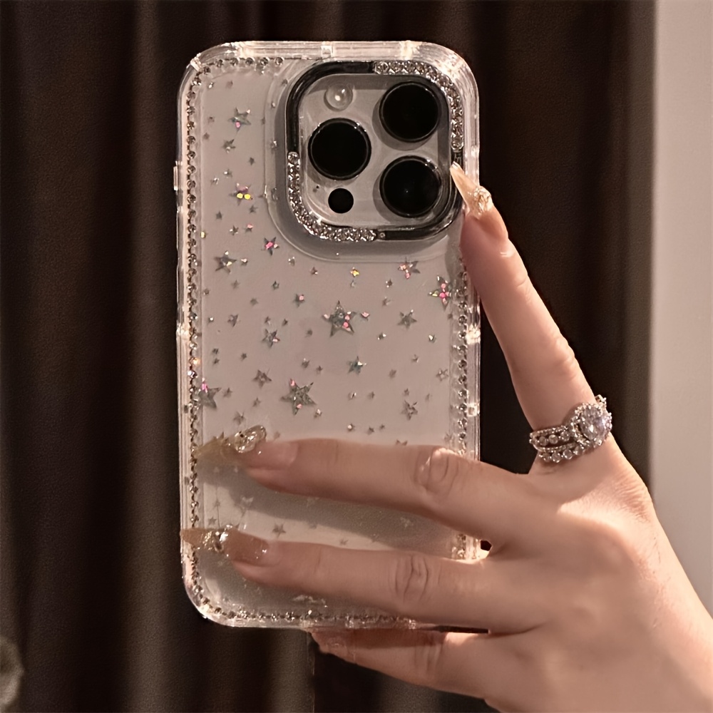 Phone Case: Luxury Rhinestone Fashion Phone Case, Sparkling Crystal Border Starry Transparent Drop-Proof Case, Suitable for iPhone 17 Pro Max, 17 Air, 16, 15, 14, 13 Pro Max. Christmas Gift, New Year's Gift, Easter Gift, Halloween Gift, for Friends