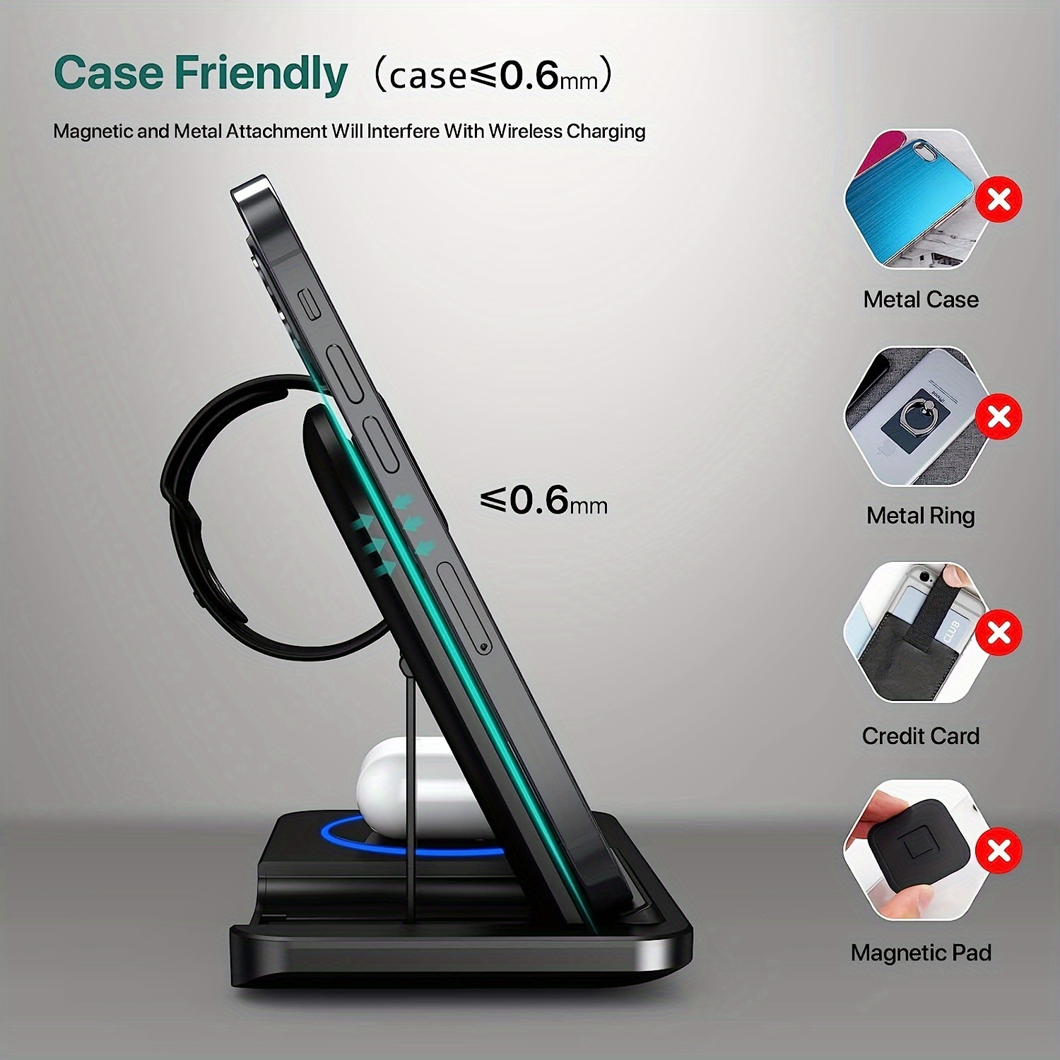 3 in 1 Foldable Wireless Charger, Fast Wireless Charging Station Stand Dock for Iphone 17/16/15/14/13/12/11/ Pro/Max/Mini/8/Plus/ X/XR/XS/X/SE, for Iwatch Ultra2/Ultra/9/8/7/6/ 5/4/3/2/1/SE, for Airpods 3/2/Pro2/Pro