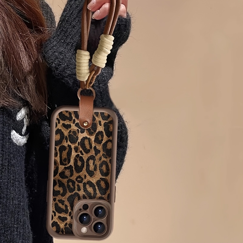 Premium Minimalist Leopard Print - Brown Leopard Print + Lanyard - Phone Case Compatible with iPhone 17 Pro Max/17 Pro/17 Air/17/16 Pro Max/16/16 Pro/16 Plus/15/15 Pro Max/15 Pro/15 Plus/11/12/13/14 Pro Max/11 Pro/11 Pro Max/12 Pro/12 Pro Max/13 Pro/13