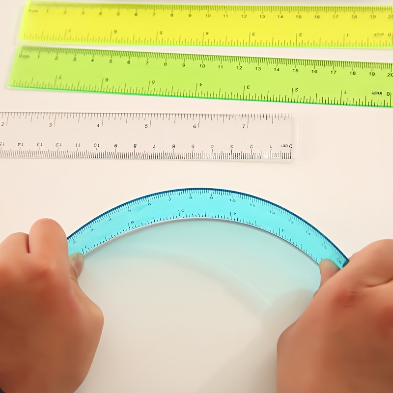 5pcs Set of Bright Color Transparent Plastic Rulers - Precise 8-Inch Measuring Tools for Students, Office, and Home Use - Durable, Easy-to-Read, Space-Saving Design