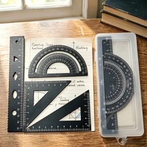 Metal 4pcs Ruler Set, Including Straight Ruler, Triangle Ruler, Protractor, Measuring Drawing Ruler, Ideal for School, Office And Carpentry, Multifunctional Use, Features Non-Bending, Clear Scale, And Rounded Edges