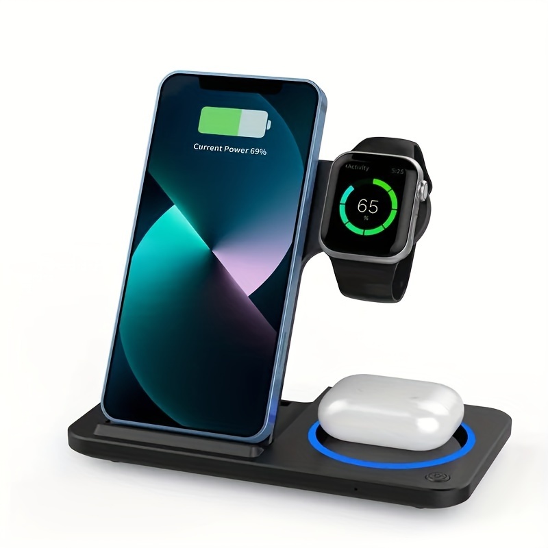 3 in 1 Foldable Wireless Charger, Fast Wireless Charging Station Stand Dock for Iphone 17/16/15/14/13/12/11/ Pro/Max/Mini/8/Plus/ X/XR/XS/X/SE, for Iwatch Ultra2/Ultra/9/8/7/6/ 5/4/3/2/1/SE, for Airpods 3/2/Pro2/Pro - Image 3