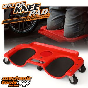 [Knee Pads Tool Tray] Rolling Knee Creeper, Durable Knee Pads with Full 360 Degree Turn Casters And Tool Tray, Garage Kneeling Pads On Swivel Castors for Home Workshop Auto Repairing Maintaining, Tool Tray Holder, Red