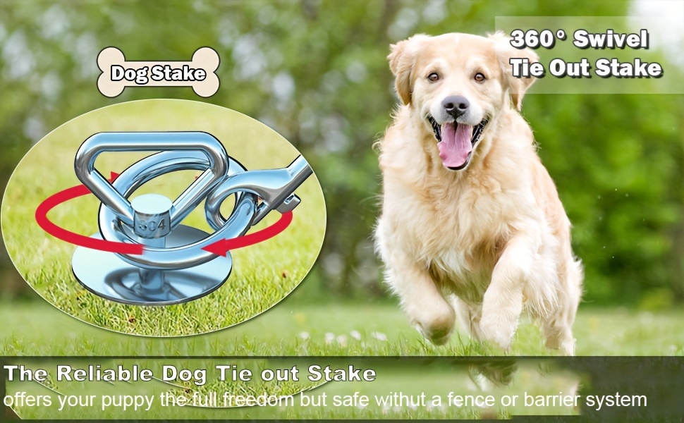 [Heavy Duty Dog Stake] Heavy Duty Quality Dog Stake - Dog Tie Out Stake, Dog Stake Allows Dogs Up To 200 Lbs, Dog Stakes For Outside Beach, Camping, Yard, 360° Swivel Dog Anchor | Use For Any Dog Tie Out Cable