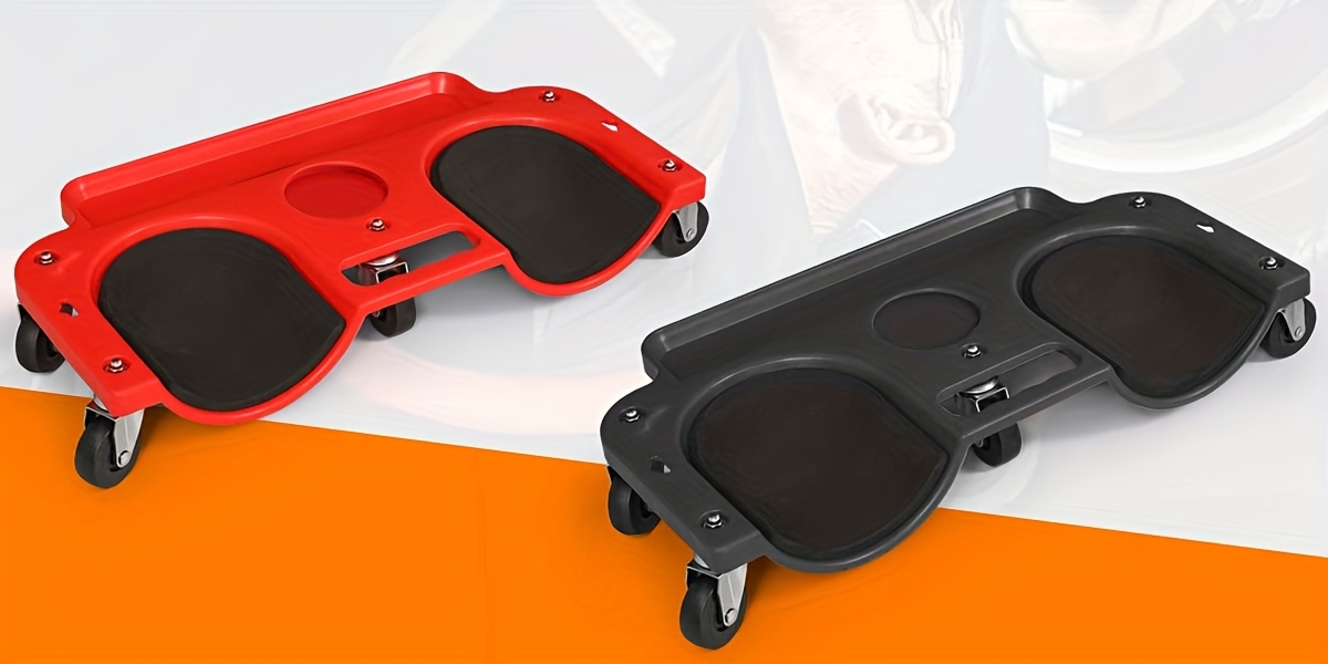 [Knee Pads Tool Tray] Rolling Knee Creeper, Durable Knee Pads with Full 360 Degree Turn Casters And Tool Tray, Garage Kneeling Pads On Swivel Castors for Home Workshop Auto Repairing Maintaining, Tool Tray Holder, Red