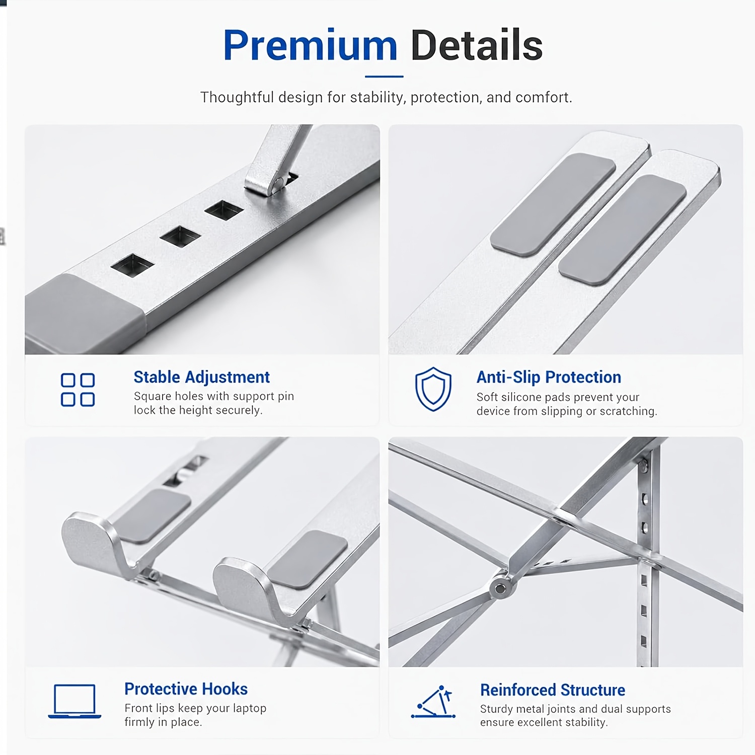 Metal Dual-Layer Laptop Stand, Foldable Portable Height Adjustable Notebook Riser Holder, Ergonomic Cooling Elevated Base Compatible with 10-15 Inch Laptops